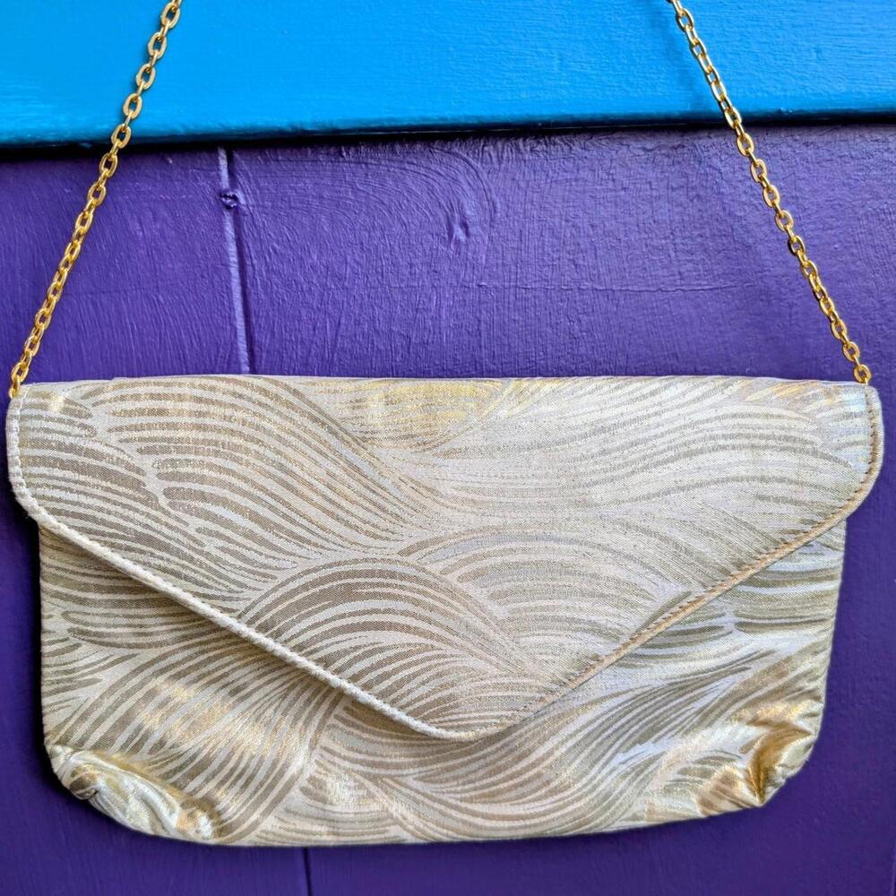 Vintage 70s Gold Metallic Evening Shoulder Bag